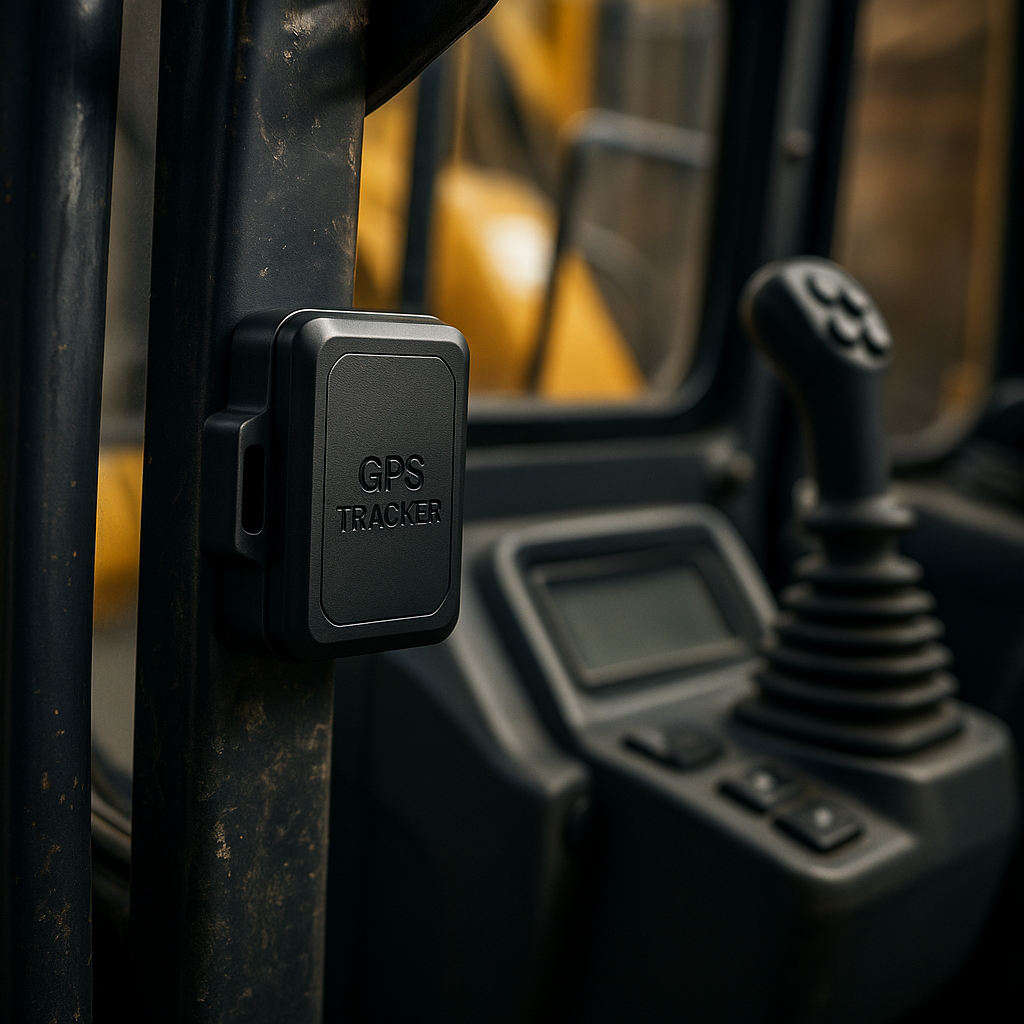 gps tracker for rental equipment - GPS tracking device mounted on machinery